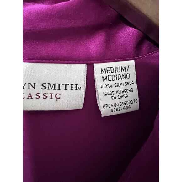 Vintage 90s Pink Silk Long Sleeve Medium Button Up Shirt Blouse Y2K Metallic - Picture 7 of 7